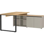 ECKSCHREIBTISCH 160/159/74 cm  in Grau, Eichefarben  - Eichefarben/Schwarz, MODERN, Holzwerkstoff/Metall (160/159/74cm) - Novel