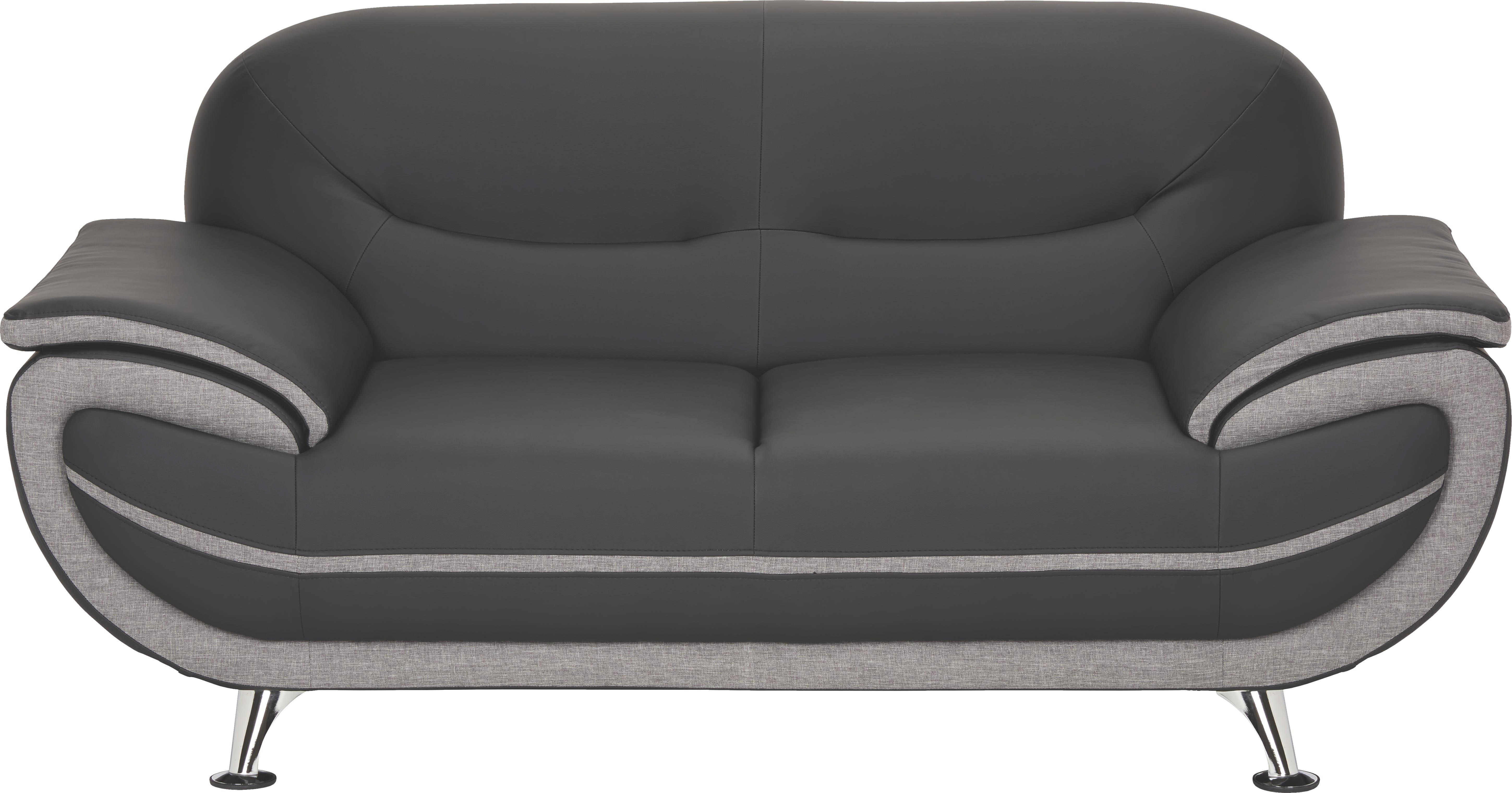 TI`ME ZWEISITZER-SOFA Lederlook, Webstoff Weiß