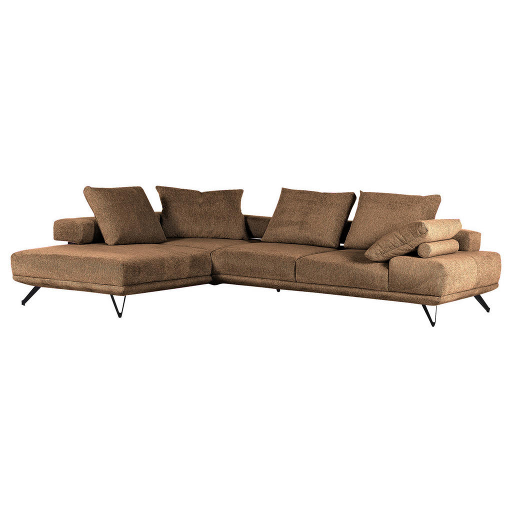 Thumbnail - Carryhome Ecksofa, Cognac, Textil, 3-4-Sitzer, Füllung: Schaumstoff, Ottomane links, L-Form, 310x240 cm, seitenverkehrt ...