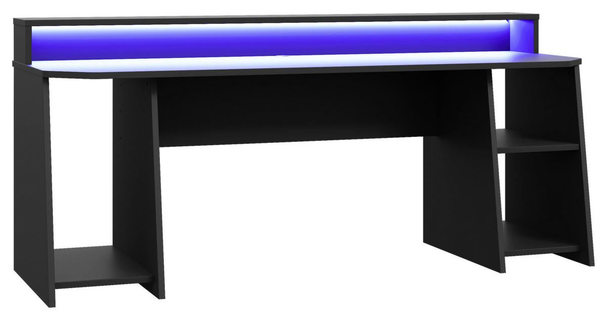 GAMING MIZA kovina, umetna masa, leseni material črna  - črna, Moderno, kovina/umetna masa (200/72/91cm) - MID.YOU