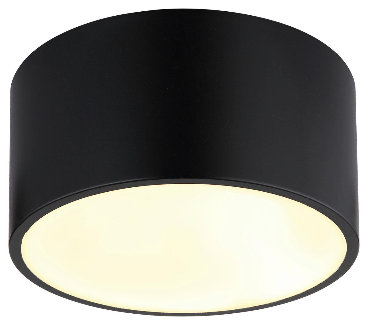LED-DECKENLEUCHTE Raymond 15/7,5 cm   - Opal/Schwarz, Design, Kunststoff/Metall (15/7,5cm) - Globo