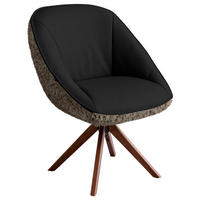 ARMLEHNSTUHL  Beinauswahl, Lederauswahl, Stoffauswahl, inklusive Armlehnen, automatische Rückholfunktion, gepolsterte Armlehnen, Sitzfläche 320° drehbar Hochflor Echtleder  - Schwarzbraun/Nussbaumfarben, Design, Leder/Holz (61/89/70cm) - Koinor