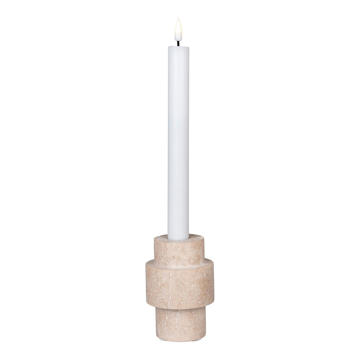 KERZENHALTER - Beige, Basics, Stein (7/10cm)