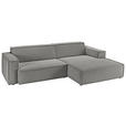 ECKSOFA in Feincord Grau  - Schwarz/Grau, KONVENTIONELL, Kunststoff/Textil (276/168cm) - Hom`in