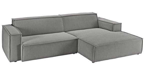 ECKSOFA in Feincord Grau  - Schwarz/Grau, KONVENTIONELL, Kunststoff/Textil (276/168cm) - Hom`in