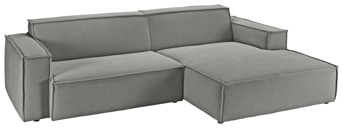 ECKSOFA in Feincord Grau  - Schwarz/Grau, Konventionell, Kunststoff/Textil (276/168cm) - Hom`in