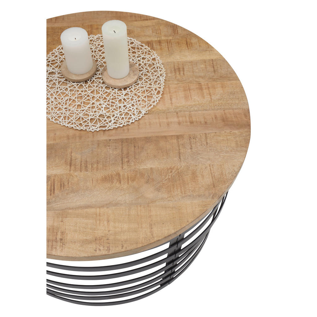 Thumbnail - Livetastic Couchtisch, Schwarz, Braun, Holz, Mangoholz, massiv, rund, rund, 80x45x80 cm, Wohnzimmer, Wohnzimmertische, C...