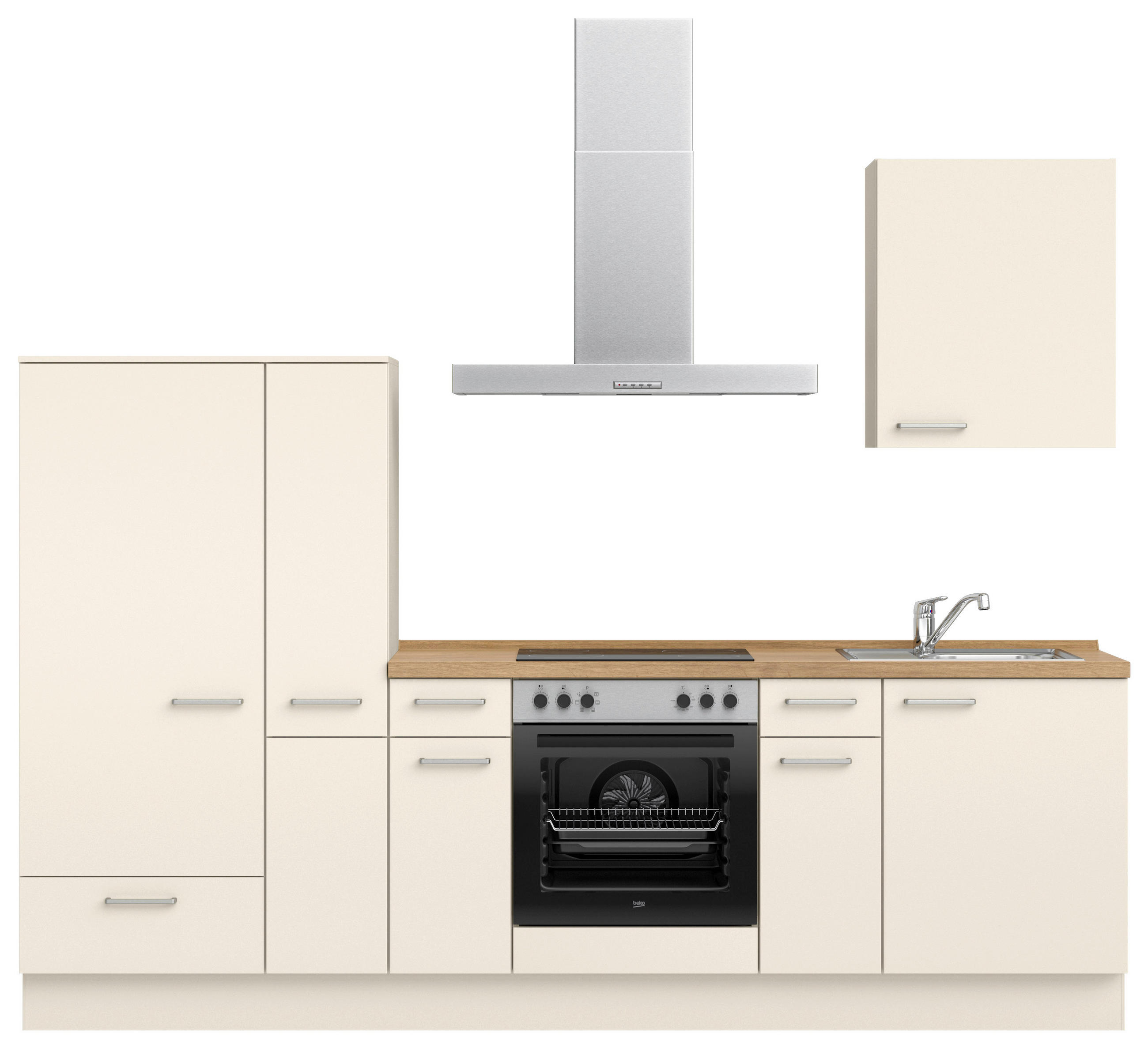 KÜCHENBLOCK 270 cm   in Eichefarben, Magnolie  - Edelstahlfarben/Eichefarben, MODERN, Holzwerkstoff/Metall (270cm) - Nobilia