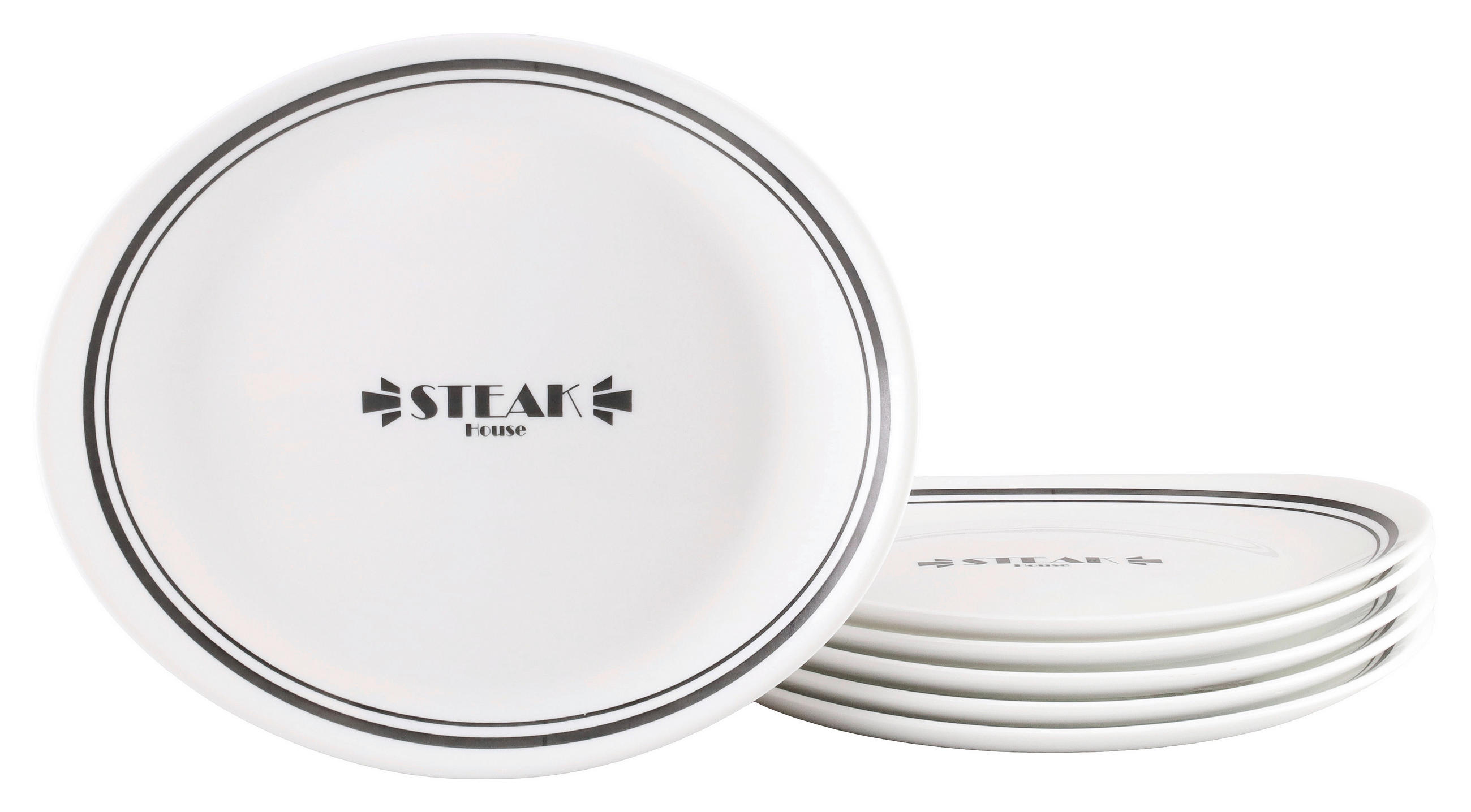 STEAKTELLERSET Italien Party Bistrot 6-teilig  - Weiß, Basics, Glas (26/30cm) - Creatable