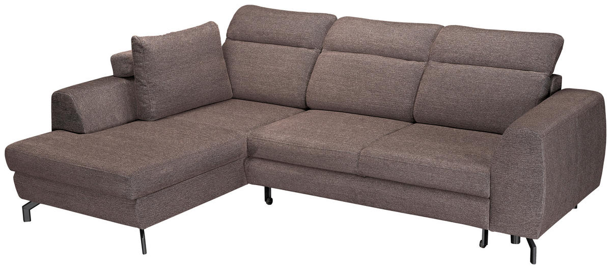 ECKSOFA Dunkelbraun Chenille  - Dunkelbraun/Schwarz, KONVENTIONELL, Textil/Metall (185/266cm) - Carryhome