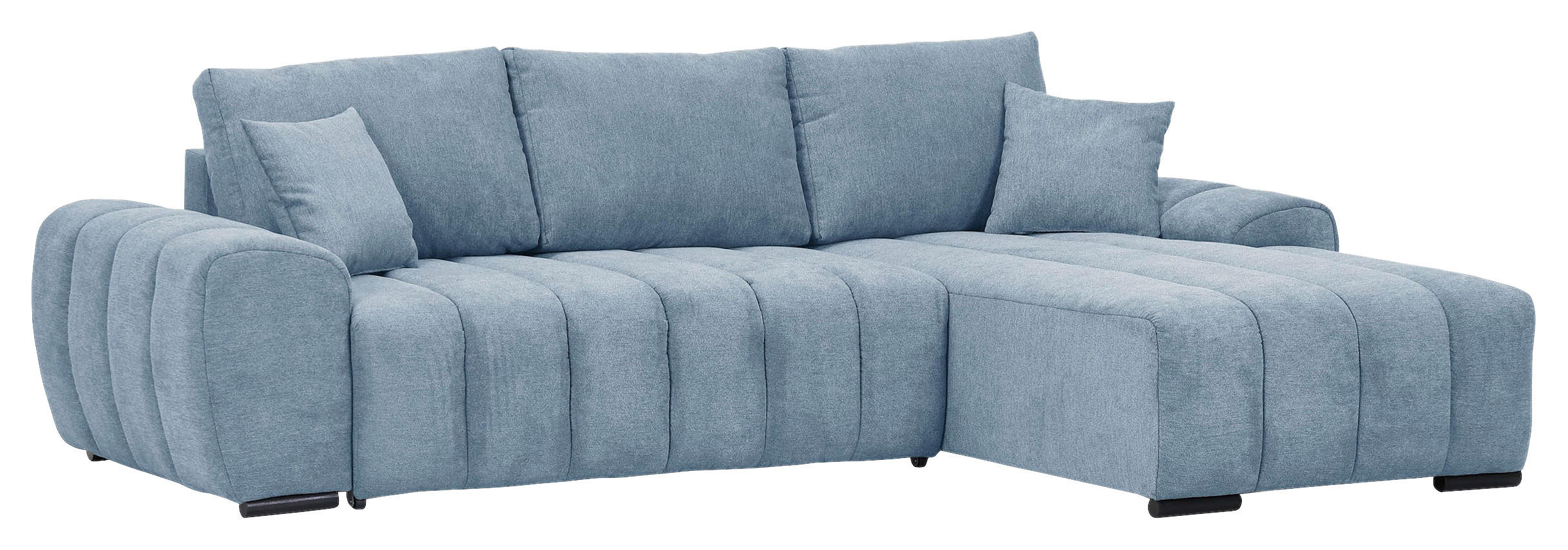 ECKSOFA Blau Flachgewebe  - Blau/Schwarz, KONVENTIONELL, Holz/Textil (275/180cm) - Carryhome