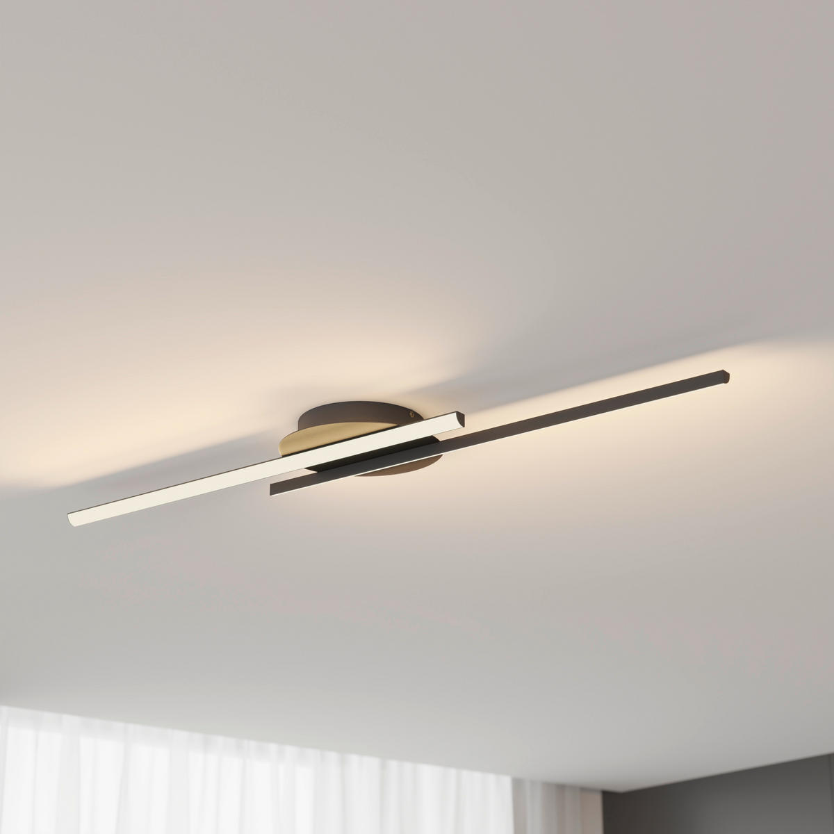 STROPNÍ LED SVÍTIDLO, 96/20/5,5 cm - černá, Basics, kov/plast (96/20/5,5cm) - Novel