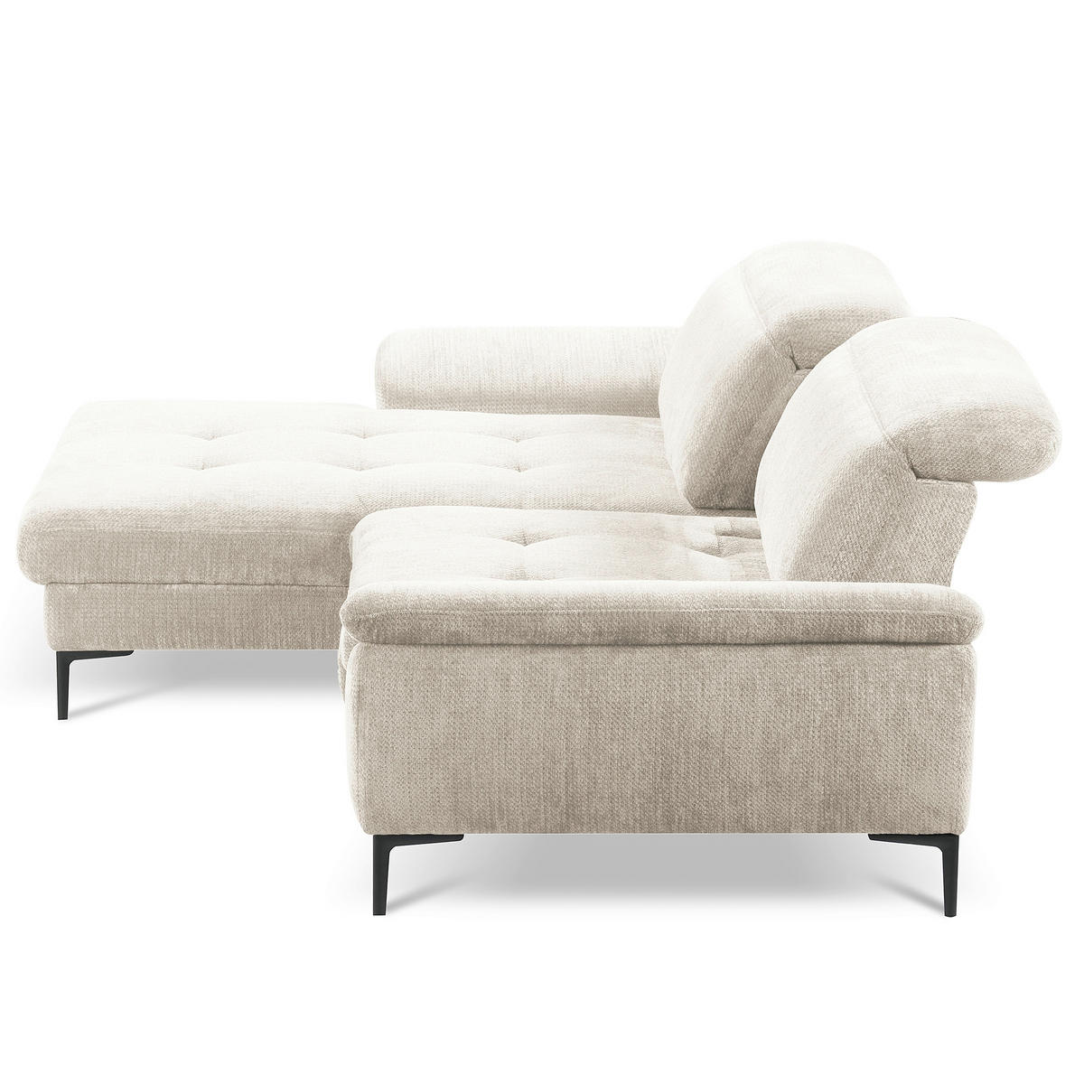 ECKSOFA  Webstoff Weiss  - Weiss/Schwarz, Design, Textil/Metall (195/268cm) - Livetastic
