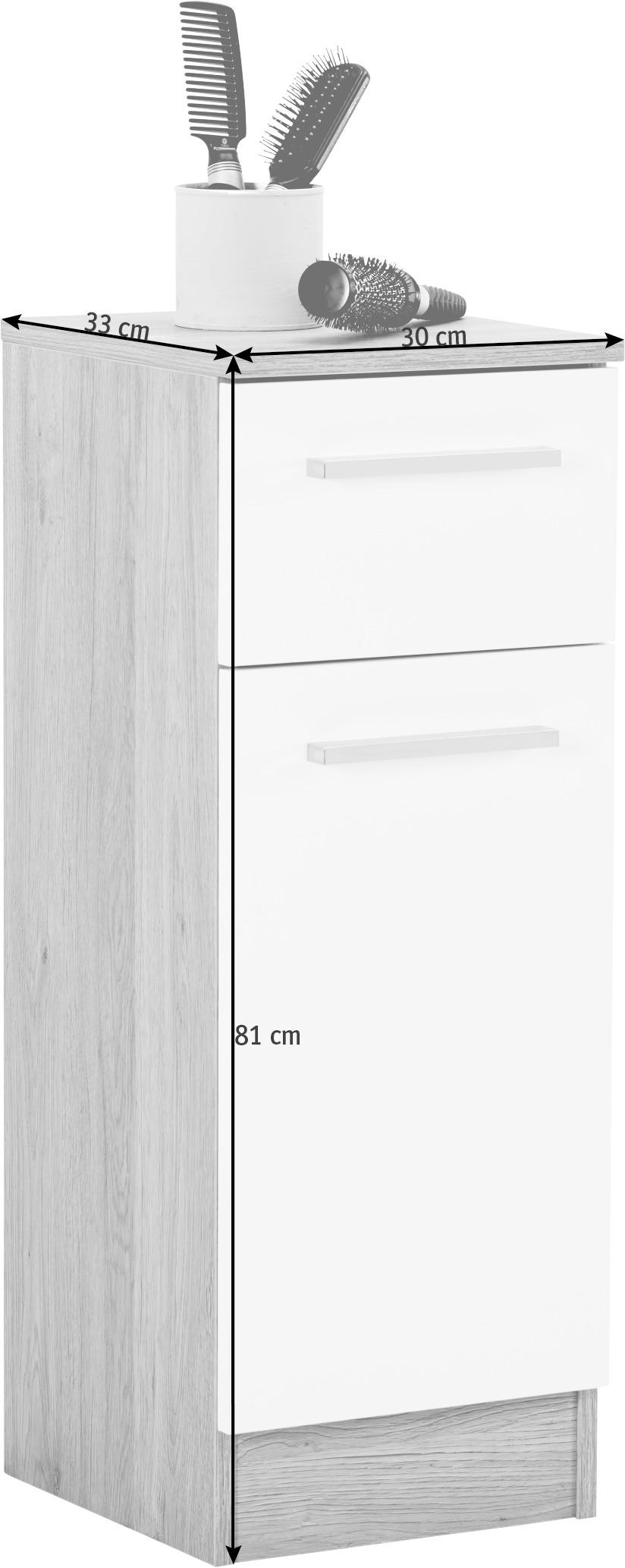 DULAP INFERIOR 30/81/33 cm  - alb/culoare crom, Design, metal/material pe bază de lemn (30/81/33cm) - Xora