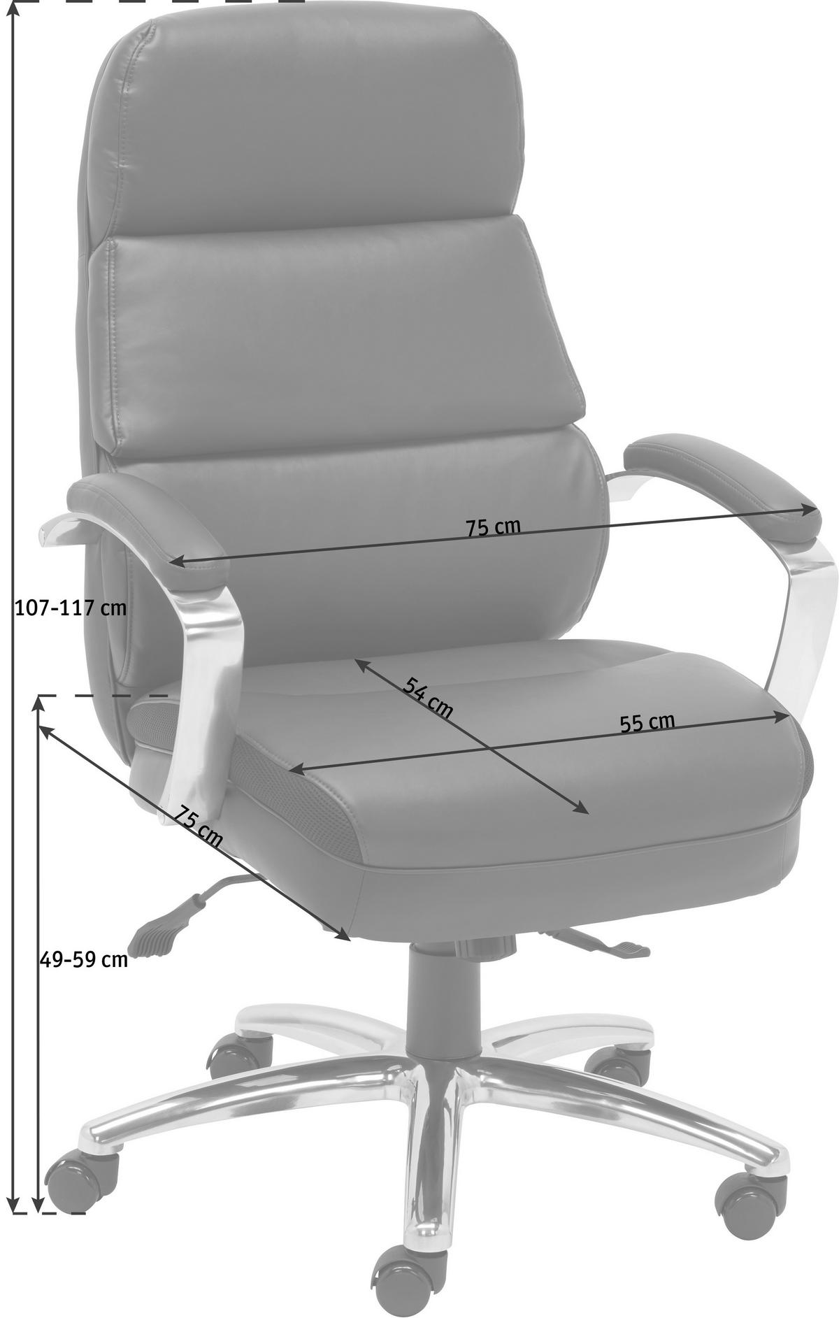 CHEFSESSEL Lederlook, Netz Braun  - Braun, KONVENTIONELL, Textil/Metall (75/107-117/75cm) - Cantus