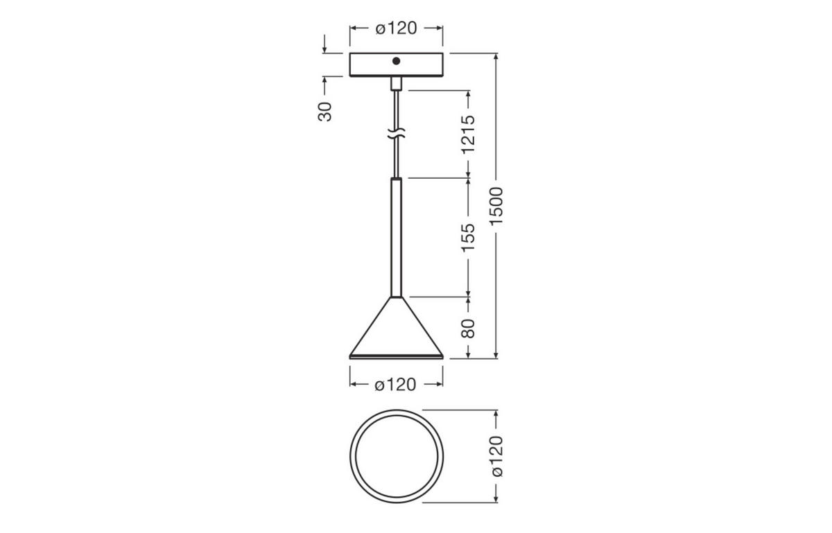 LED-HÄNGELEUCHTE 12/150 cm   - Schwarz, Basics, Metall (12/150cm) - Osram