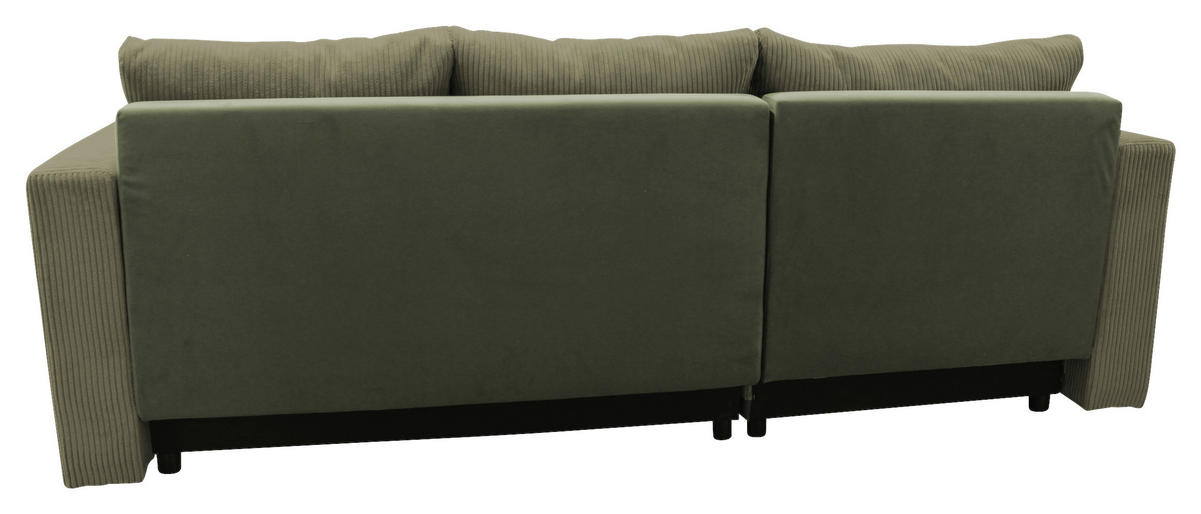 ECKSOFA STELLA Grün Plüsch Rückenkissen, Bettkasten  - Schwarz/Grün, Design, Kunststoff/Textil (166/234cm) - MID.YOU