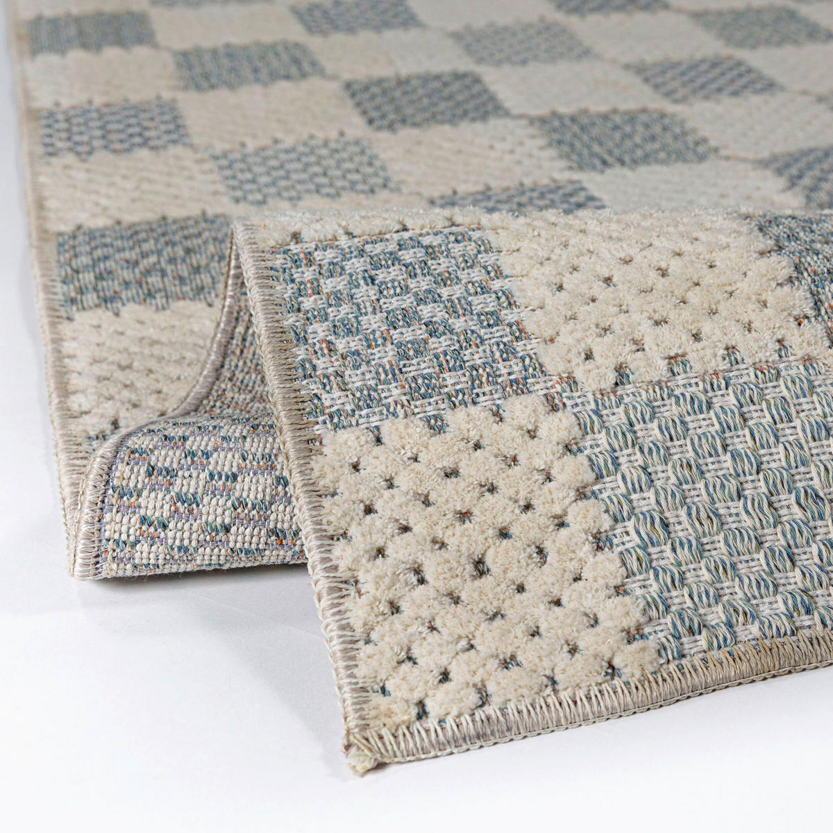 FLACHWEBETEPPICH  Wohnzimmer 155/230 cm Muted Checkerboard Blau rechteckig  - Blau, Basics, Kunststoff/Textil (155/230cm) - Flair Rugs