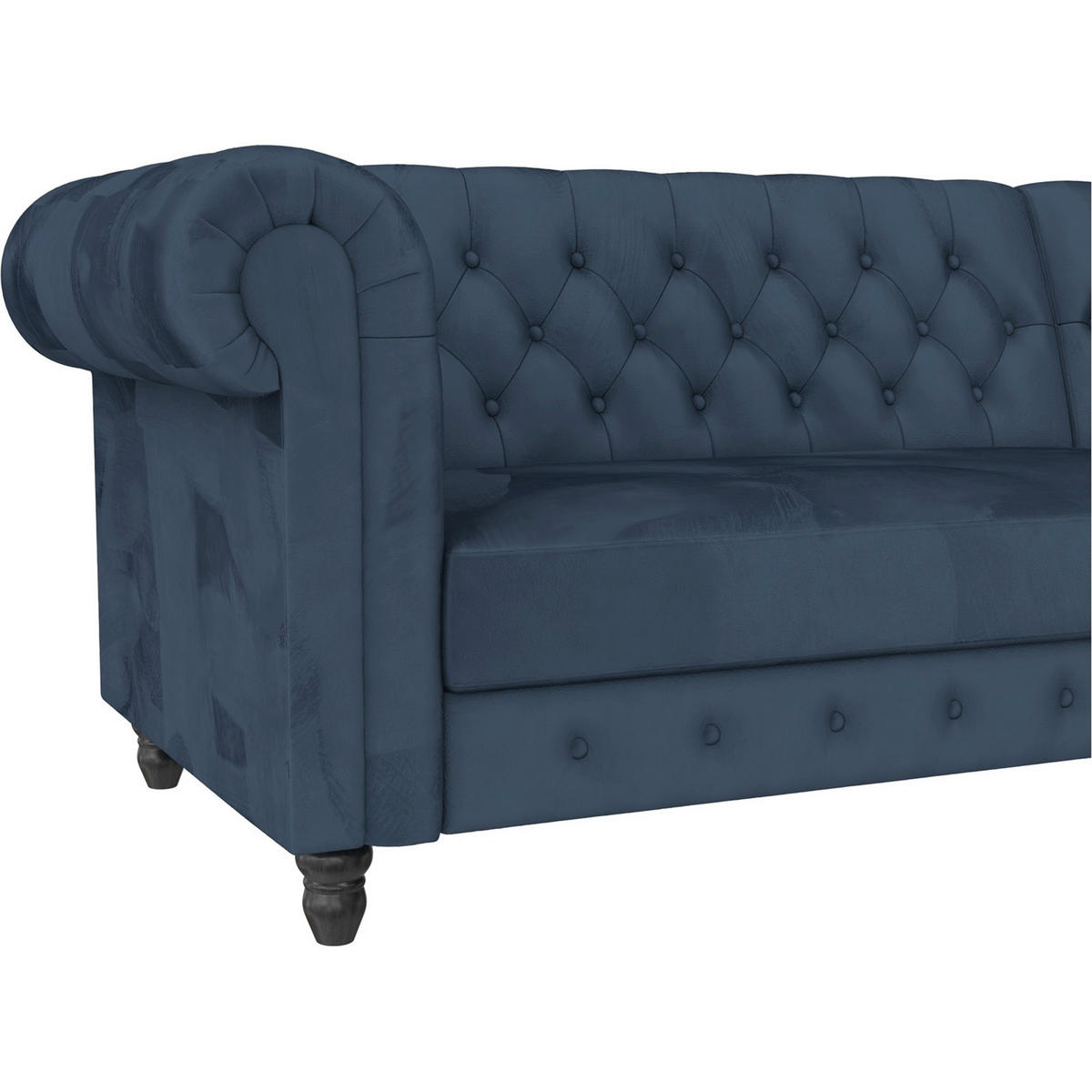 ECKSOFA FIRENZE in Velours Blau  - Blau/Schwarz, Basics, Holz/Textil (241/154cm) - Livetastic