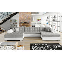 WOHNLANDSCHAFT in Webstoff Grau, Weiß  - Chromfarben/Weiß, Design, Kunststoff/Textil (165/359/165cm) - MID.YOU