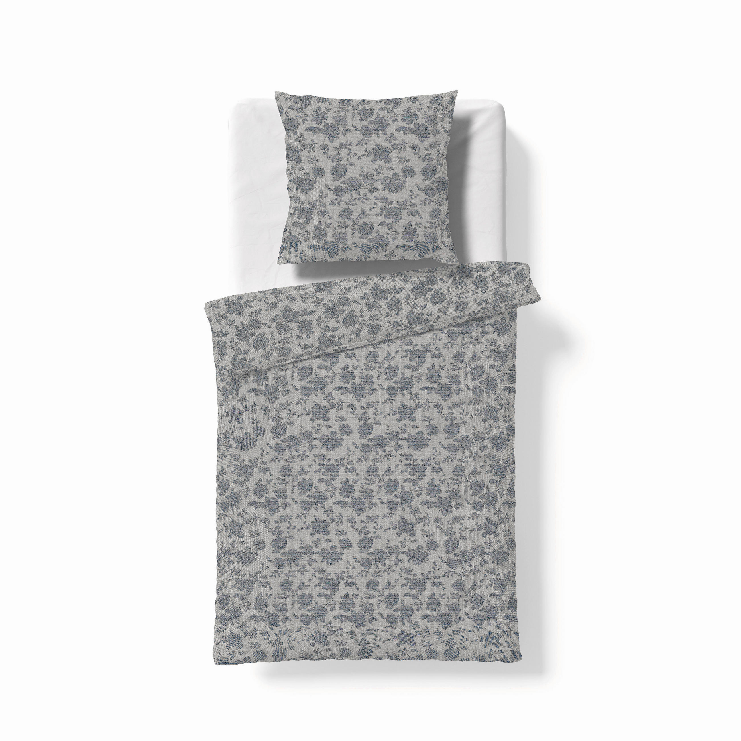 BETTWÄSCHESET Black Premium Tencel Damast Damast 160/210 cm  50 cm/70 cm  - Grau, Basics, Textil (160/210cm) - Fleuresse