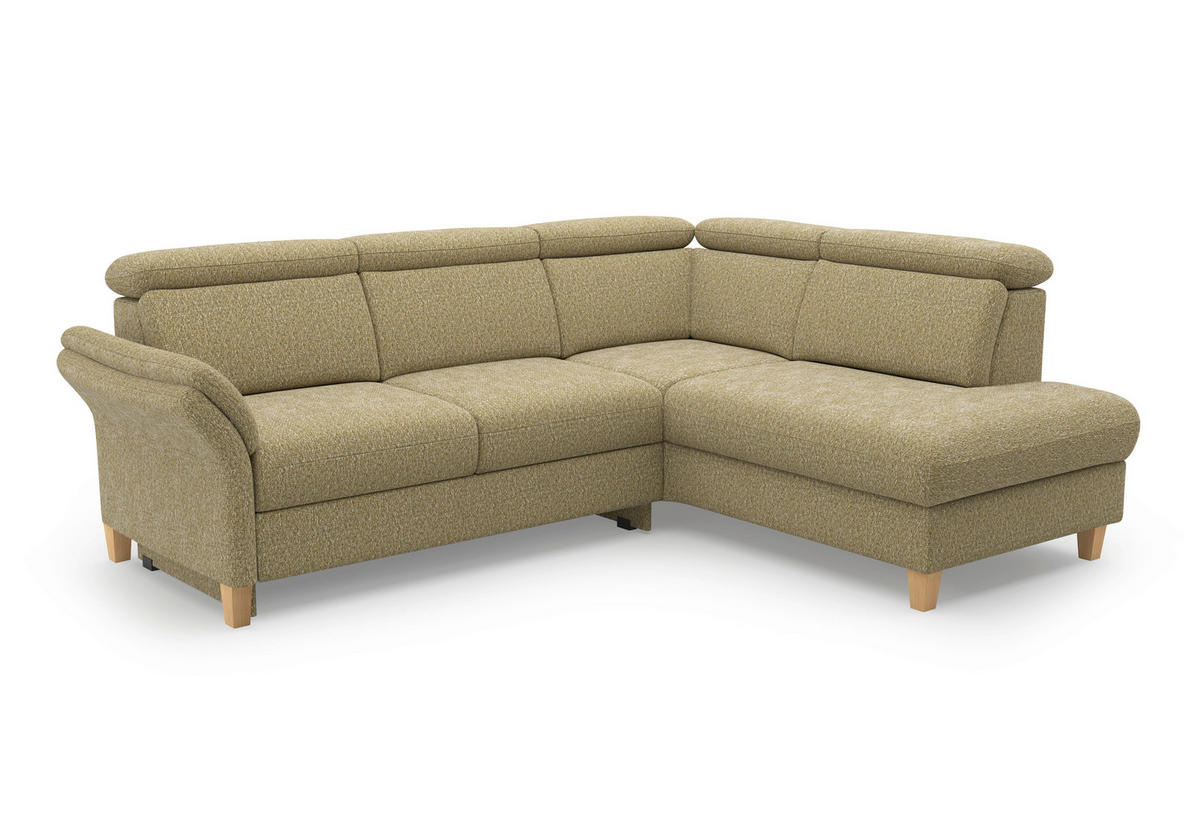 ECKSOFA GLENDALE E Olivgrün Chenille  - Eichefarben/Olivgrün, KONVENTIONELL, Holz/Textil (247/193cm) - Sit & More