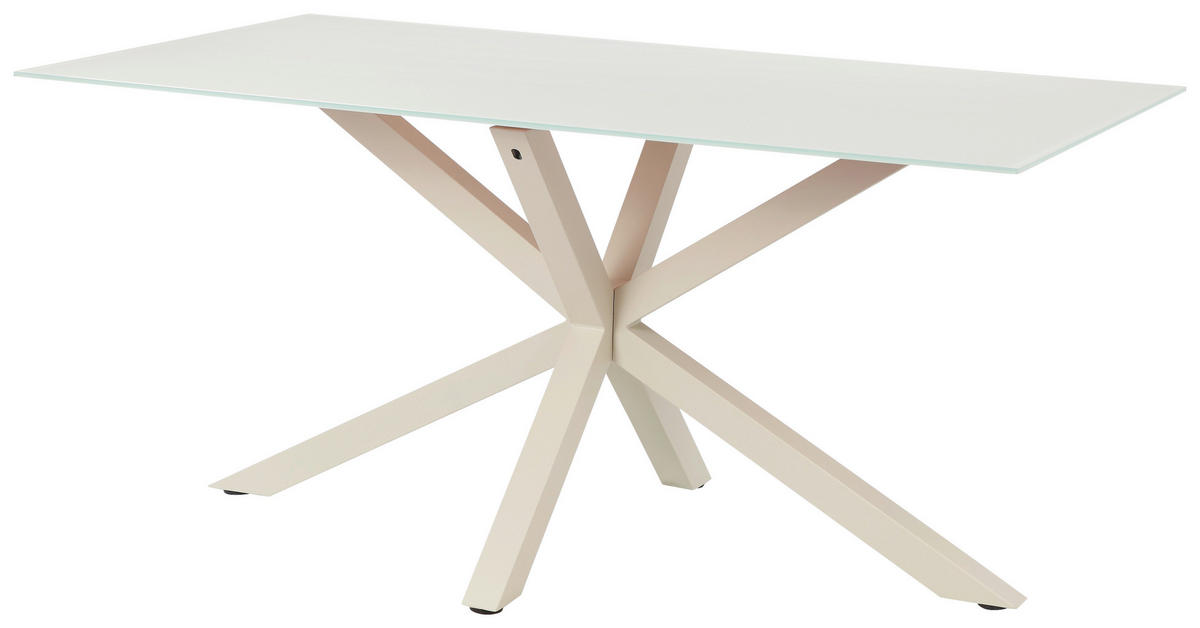 ESSTISCH 160/90/75,5 cm  Metall, Glas rechteckig Kaschmir  - Kaschmir, MODERN, Glas/Metall (160/90/75,5cm) - P & B