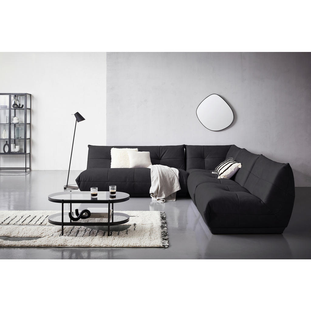 Thumbnail - Livetastic Ecksofa, Schwarz, Textil, 9-Sitzer, Ottomane links, L-Form, einzeln stellbar, 315x285 cm, Made in EU, Rücken ...
