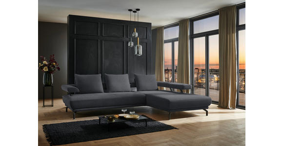 ECKSOFA in Chenille Dunkelgrau  305/224 cm  - Dunkelgrau/Schwarz, Design, Textil/Metall (305/224cm) - Dieter Knoll