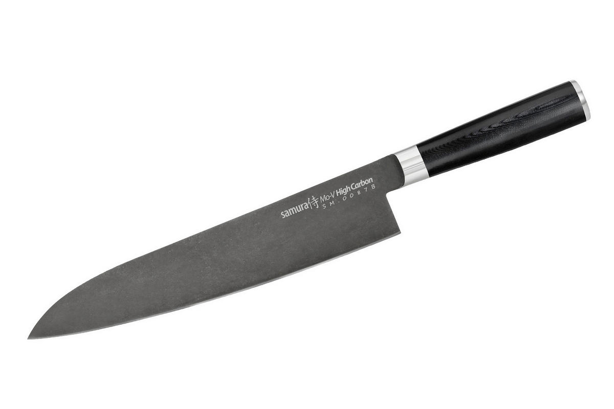 NOŽ ZA ŠEFA KUHINJE  MO-V STONEWASH 37.5/5.1/2.4 cm            - črna, Basics, kovina/leseni material (37.5/5.1/2.4cm) - Samura