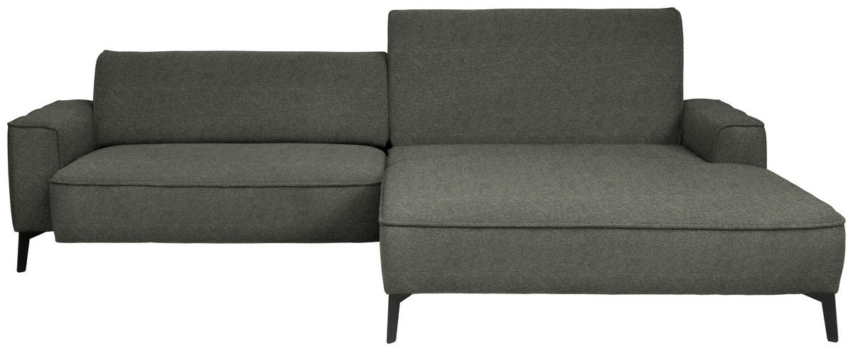 ECKSOFA in Flachgewebe Dunkelgrün  - Dunkelgrün/Schwarz, Design, Textil/Metall (285/190cm) - Johann Jakob