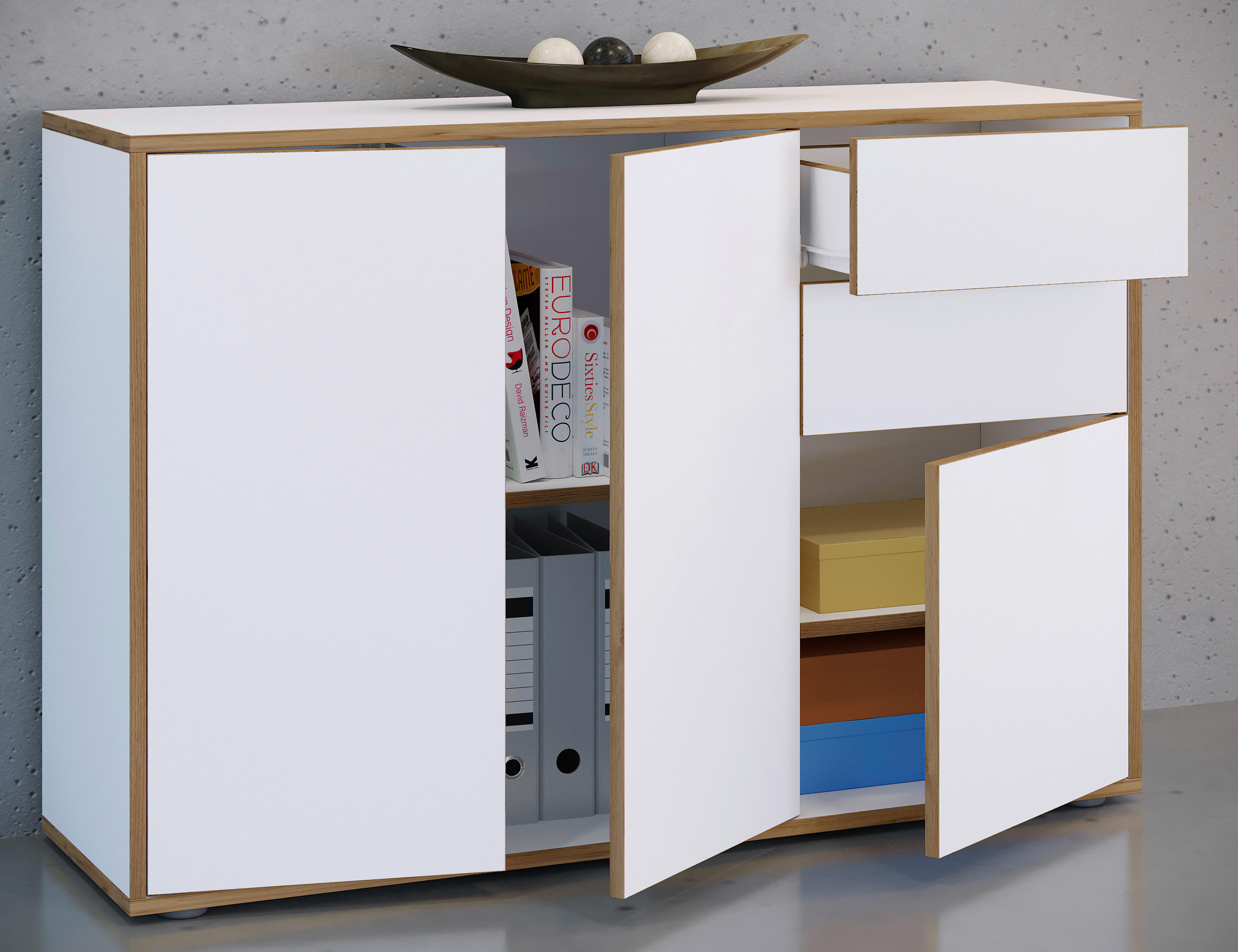 KOMMODE Salia  in 110/74/33 cm  - Honigeiche/Schwarz, Design, Holzwerkstoff/Kunststoff (110/74/33cm) - MID.YOU