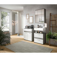 BADEZIMMER 3-teilig 145 cm  - Weiss Hochglanz/Silberfarben, Modern, Glas/Holzwerkstoff (145cm) - MID.YOU