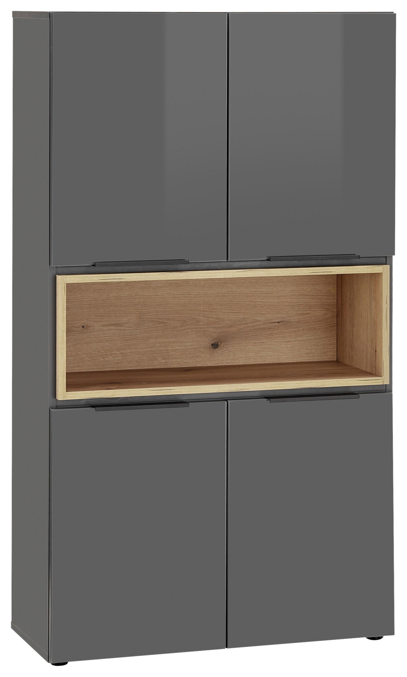 MAGASSZEKRÉNY 80/141,5/35 cm  - tölgyfa színű/fekete, Design, műanyag/faalapú anyag (80/141,5/35cm) - home24