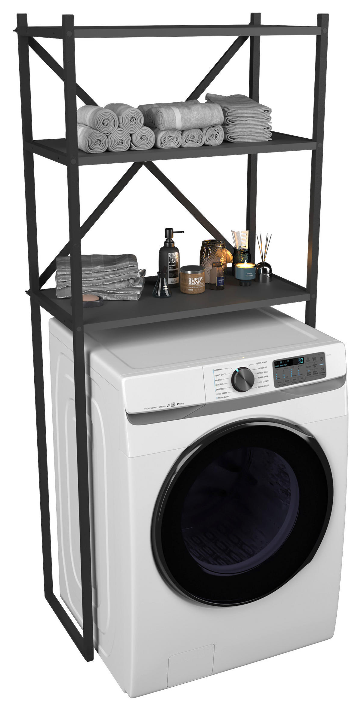 WASCHMASCHINENSCHRANK 66/160/34 cm  in Anthrazit  - Anthrazit, Modern, Holzwerkstoff/Metall (66/160/34cm) - MID.YOU