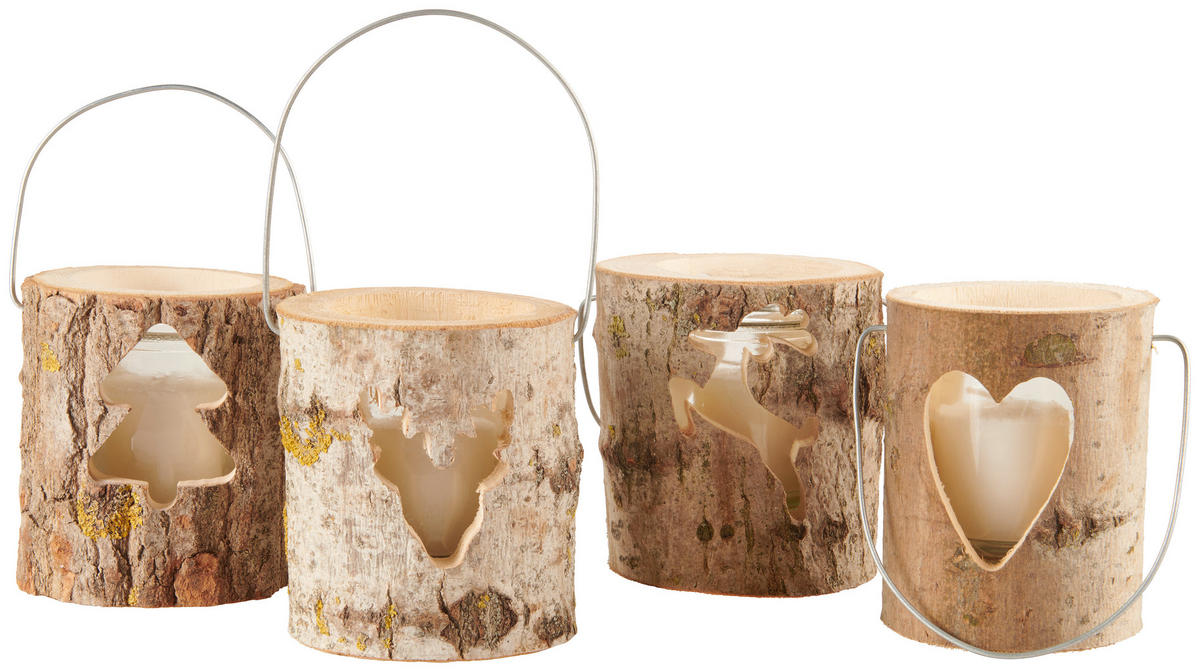 WINDLICHT - Weiss, Basics, Glas/Naturmaterialien (13/15cm) - Ambia Home