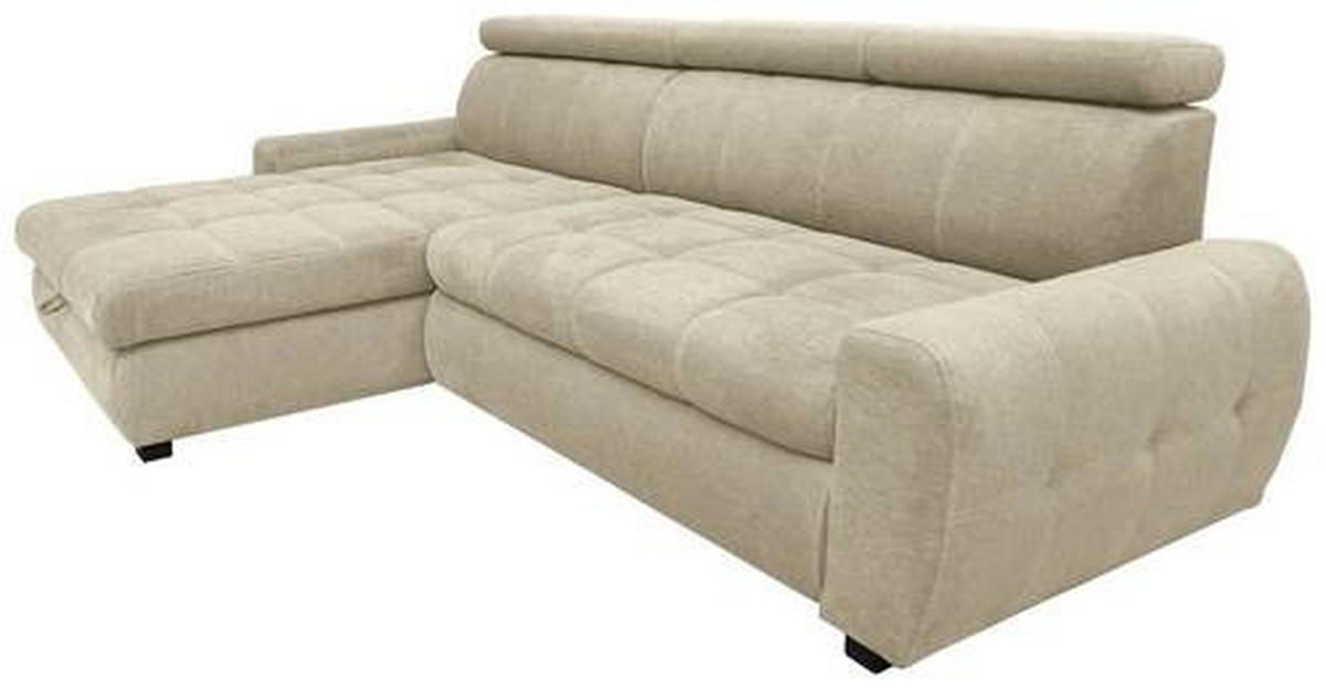 ECKSOFA Beige Webstoff  - Beige/Schwarz, Design, Kunststoff/Textil (276/173cm) - Stylife