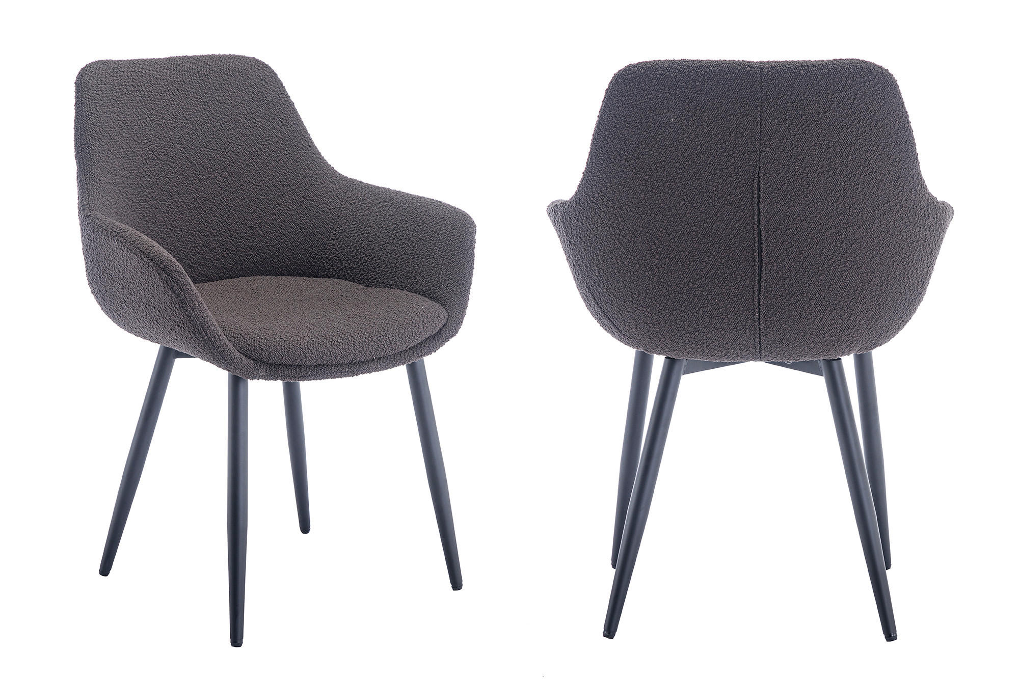 SADA STOLIČIEK 2 kus - čierna/antracitová, Modern, kov/textil (64/86/59cm) - Livetastic