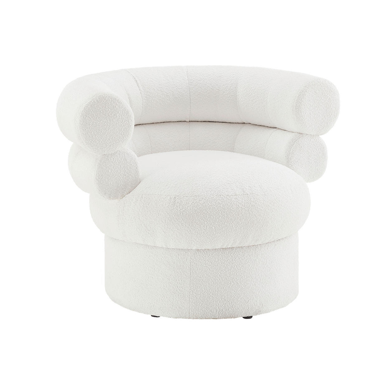 SESSEL in Bouclé Weiß  - Weiß/Braun, MODERN, Holz/Textil (86,4/71/79cm) - Livetastic