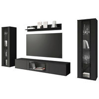 WOHNWAND 4-teilig  in Schwarz  262/141,9/33 cm  - Schwarz, Trend, Glas/Holzwerkstoff (262/141,9/33cm) - Livetastic