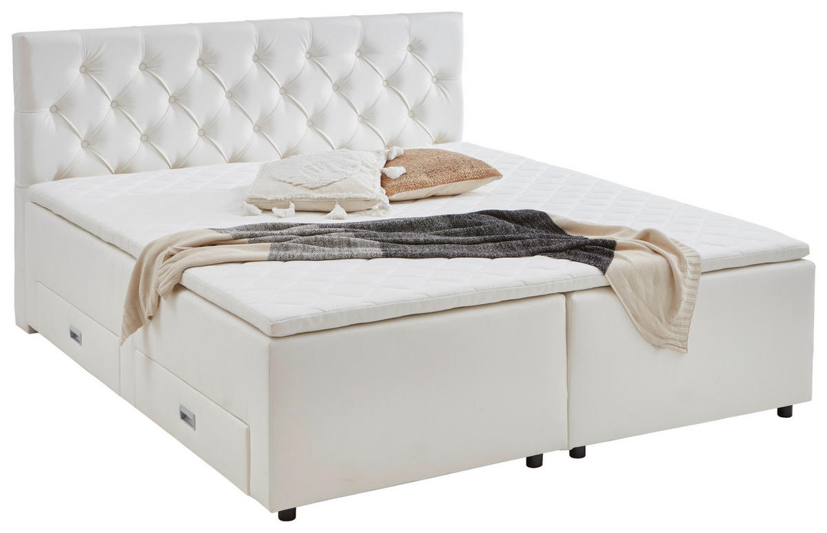 BOXBETT 180/200 cm  in Weiß  - Schwarz/Weiß, MODERN, Kunststoff/Textil (180/200cm) - MID.YOU