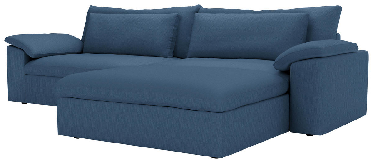 ECKSOFA  Chenille Dunkelblau  - Schwarz/Dunkelblau, Modern, Kunststoff/Textil (306/198cm) - Carryhome