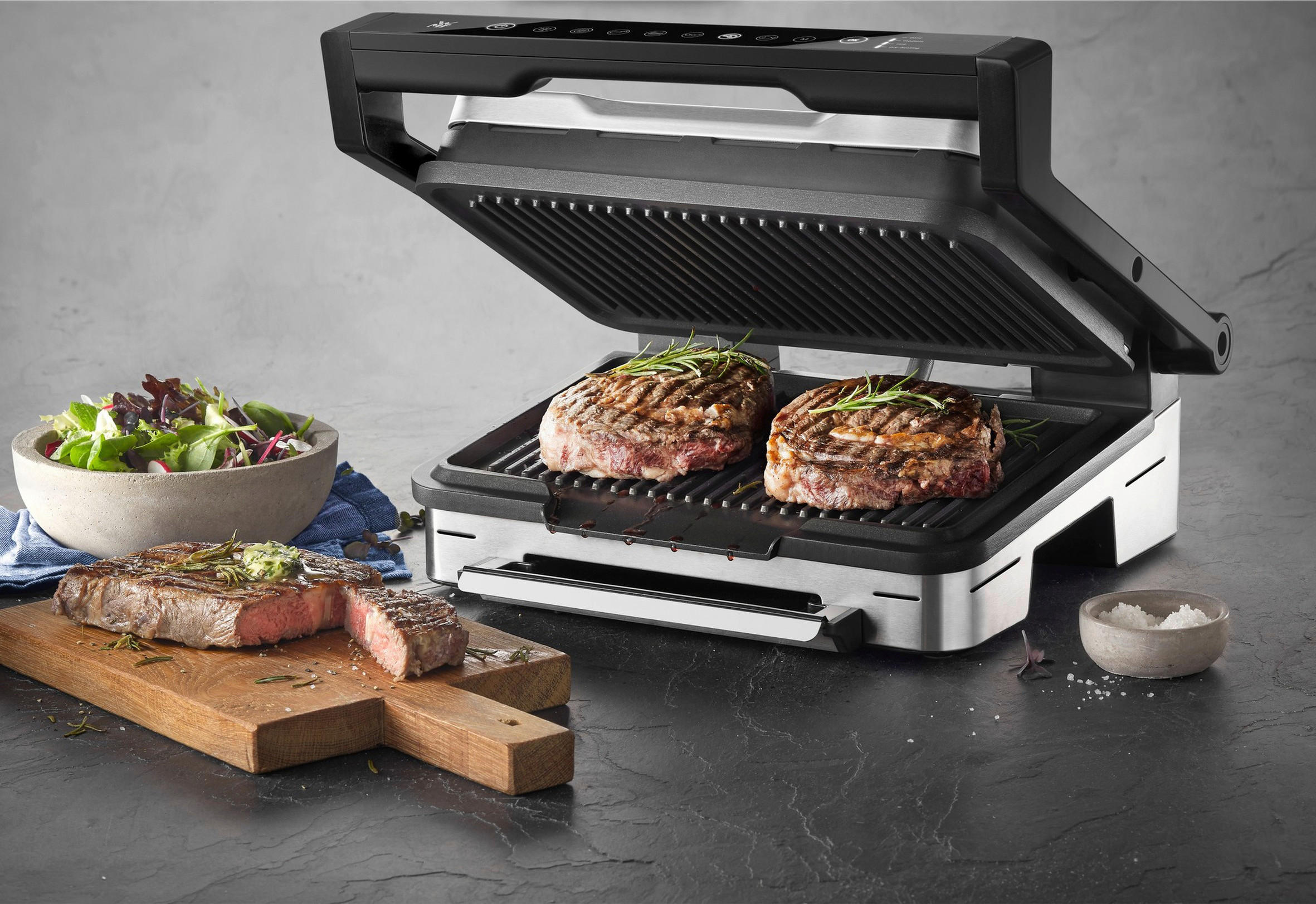 KONTAKTGRILL Profi Plus  - Edelstahlfarben/Schwarz, Design, Kunststoff/Metall (39,5/37,5/15cm) - WMF