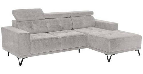 ECKSOFA in Chenille Hellgrau  - Hellgrau/Schwarz, KONVENTIONELL, Textil/Metall (264/178cm) - Hom`in