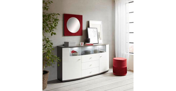 SIDEBOARD 160/86,8/41,6 cm in Anthrazit, Weiß Hochglanz - Weiß Hochglanz/Anthrazit, Design, Holzwerkstoff/Kunststoff (160/86,8/41,6cm) - Carryhome