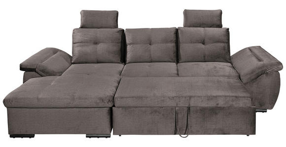ECKSOFA in Mikrovelours Graubraun - Graubraun/Schwarz, KONVENTIONELL, Kunststoff/Textil (170/275cm) - Carryhome