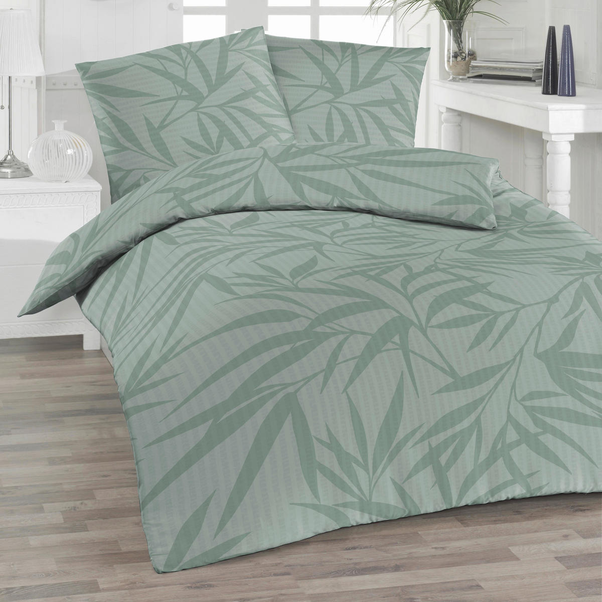 BETTWÄSCHE Seersucker 155/220 cm  - Salbeigrün, Basics, Textil (155/220cm) - Florella