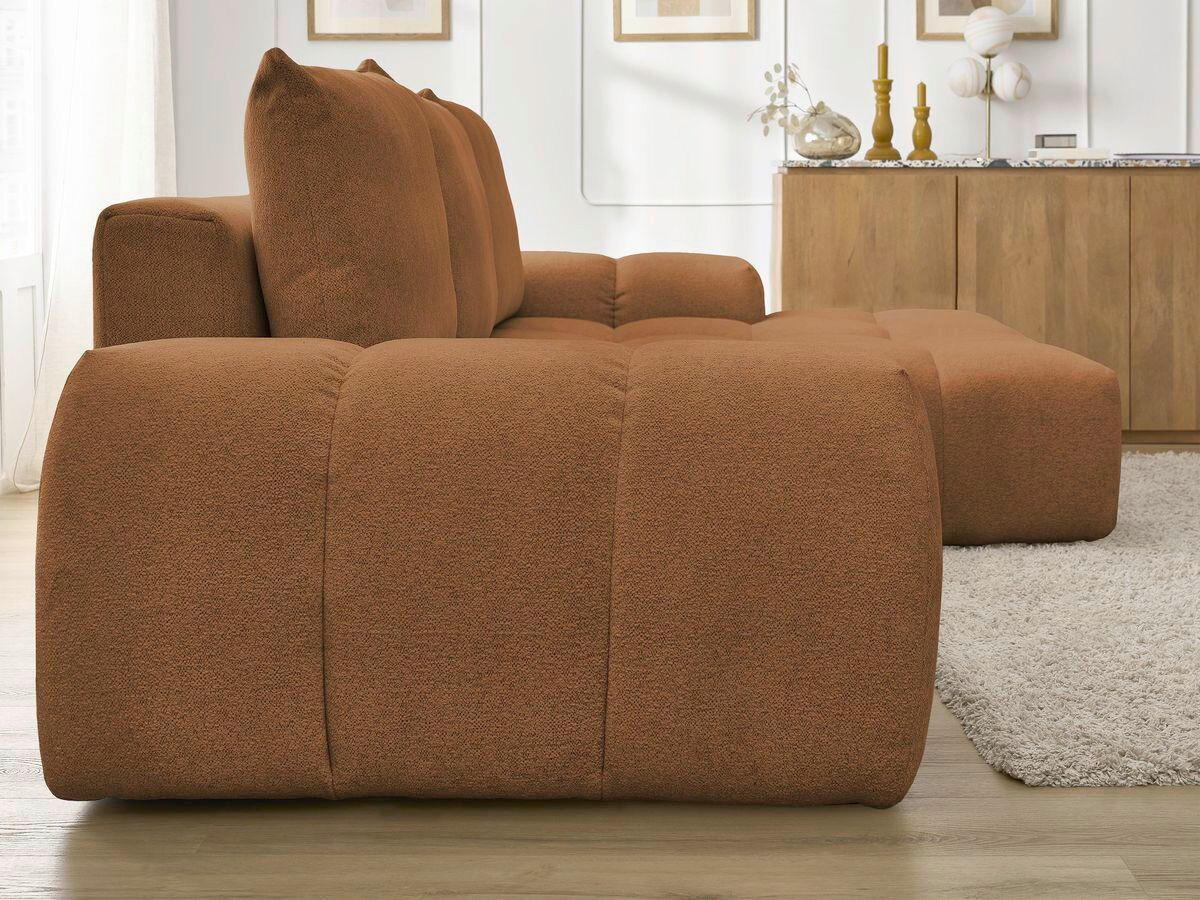 ECKSCHLAFSOFA EVEREST  mit Rücken echt, Armteil links, Armteil rechts Flachgewebe Orange  - Schwarz/Orange, MODERN, Kunststoff/Textil (318/180cm) - Livetastic