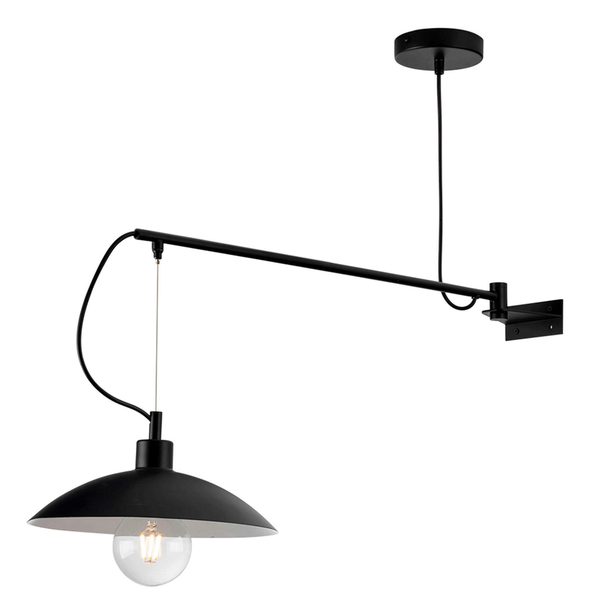 HÄNGELEUCHTE Luce Ambiente e Design 83/30/128 cm   - Schwarz/Weiß, KONVENTIONELL, Kunststoff/Metall (83/30/128cm)