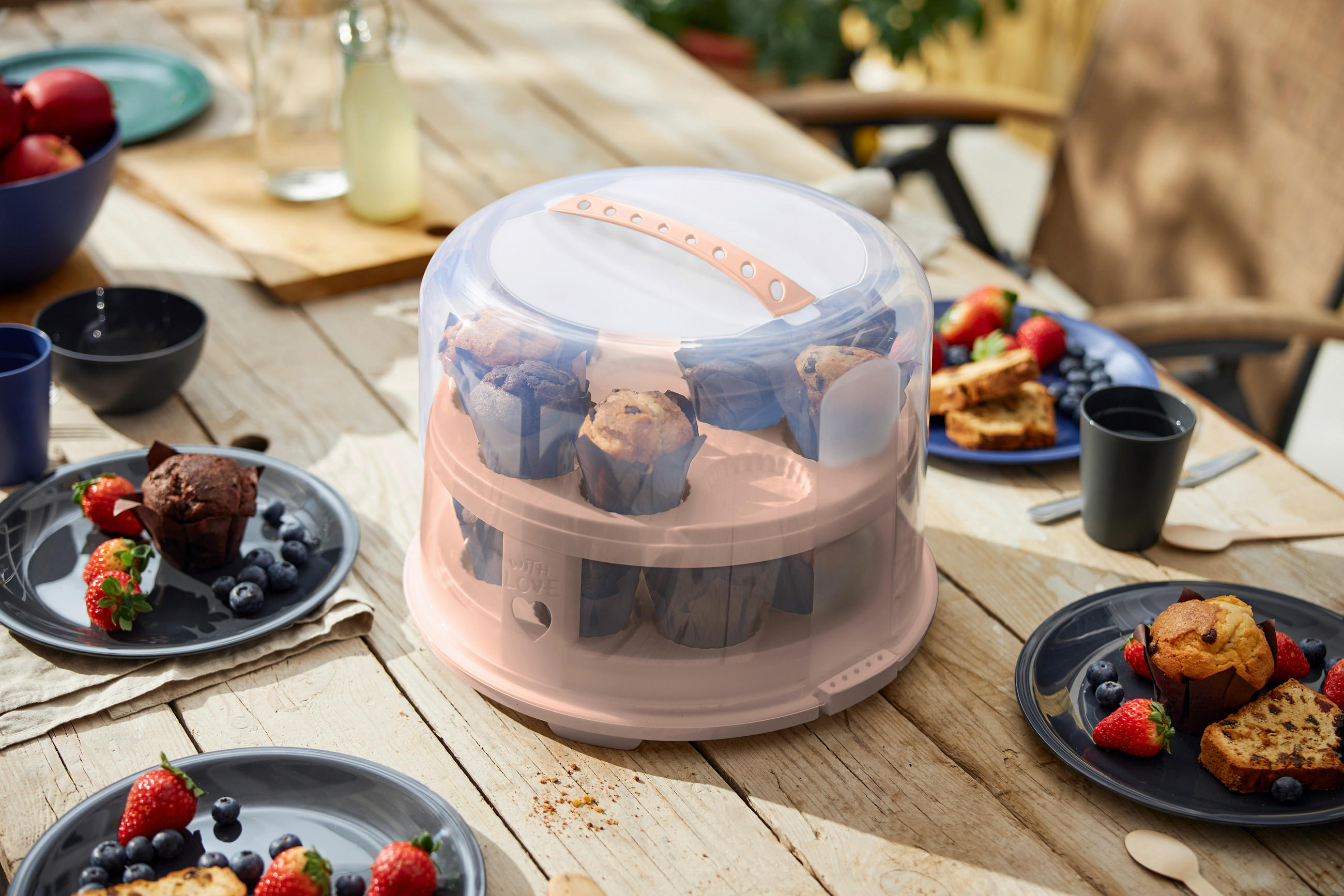 KUCHENTRANSPORTBOX - Klar/Hellrosa, KONVENTIONELL, Kunststoff (35,5/34,5/26cm) - Rotho
